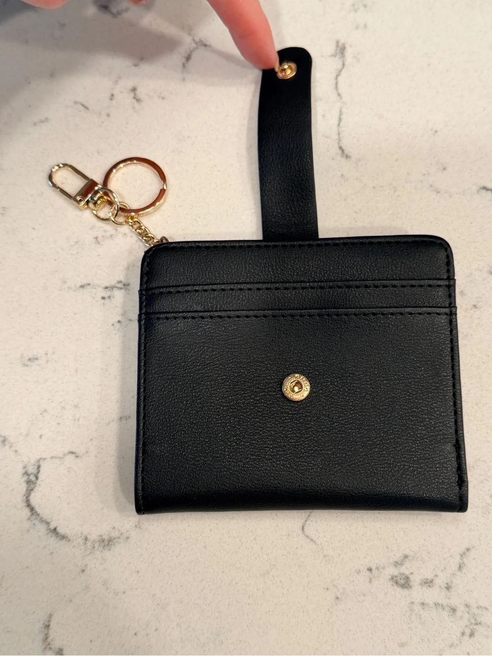 Classic Black Cardholder Wallet with Key Ring